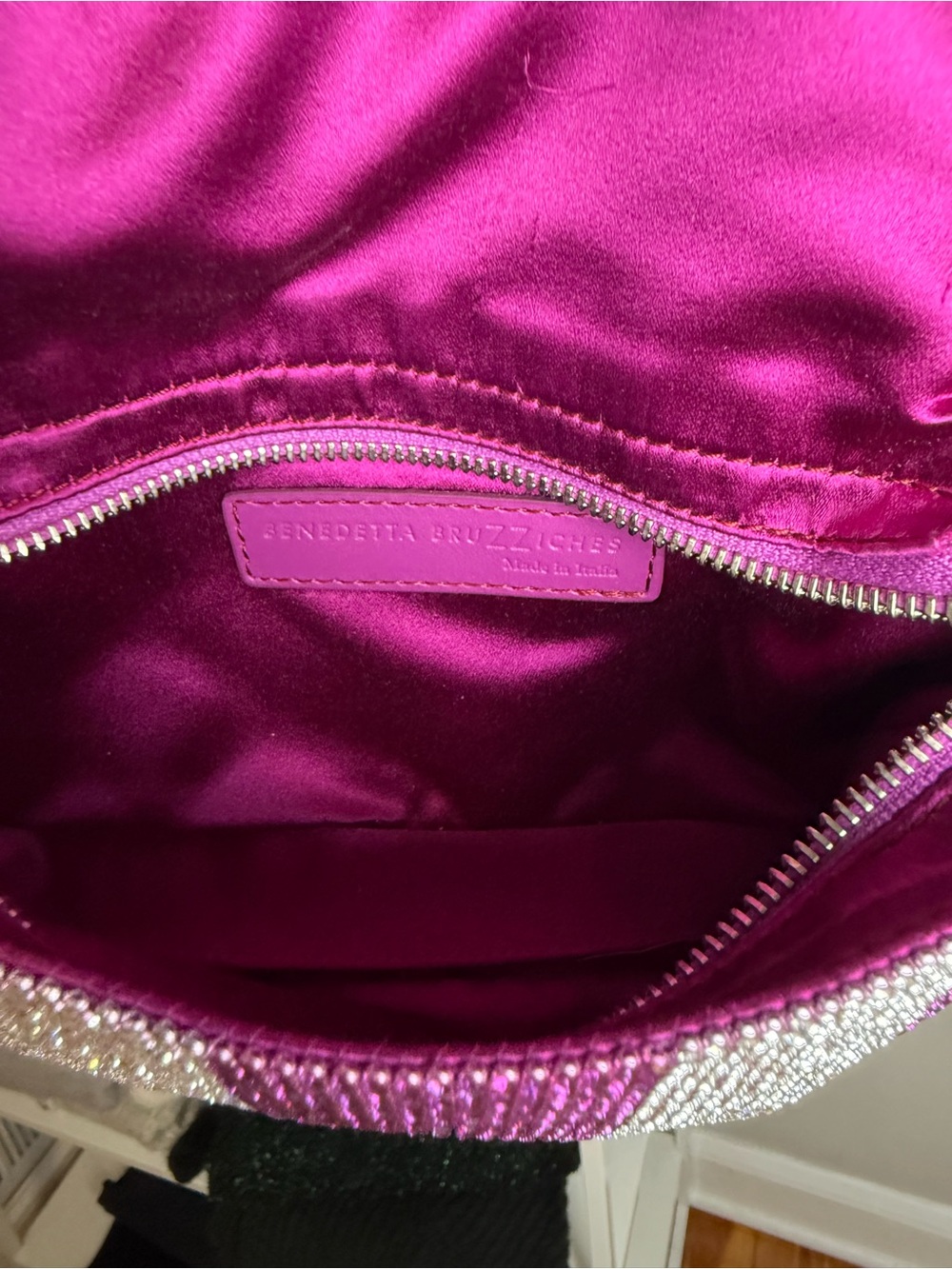 Benedetta Bruzziches Rhinestone Pink & Silver Stripe Shoulder Bag - Picture 6 of 7